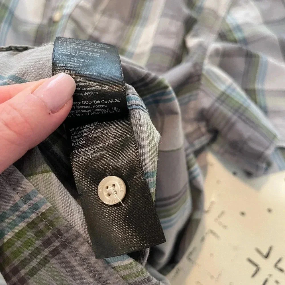 🌼 clearance The North Face XXL Gray Green‎ Plaid Short Sleeve Button Up Shirt